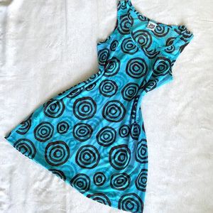 Vintage sheer mesh swim coverup swirl mini dress